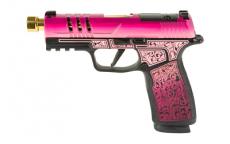 Sig Sauer P365, XMacro, Striker Fired, Semi-automatic, Polymer Framed Pistol, Sub-Compact, 9MM, 4.3" Zaffiri Precision Threaded Gold Barrel, Cerakote Finish, Lady Bug, XRAY3 Day/Night Sights, Optic Ready, 17 Rounds, 2 Magazines 365XCA-9-BXR3