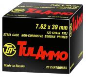 Tulammo FMJ 7.62mmX39mm FMJ 122GR Steel Case 100Box/10Case