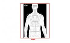 Action Target VTAC-P, Viking Tactics Double Sided Advanced Training Target, Marksmanship Side Has 4 SR-1C Bulls-Eye Target w/1" Square Sighting Grid, Silhouette Side w/Visible Skeleton, Black/White, 23"x35", 100 Per Box VTAC-P-100