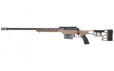 Savage 110 Precision, Bolt Action Rifle, 300 Winchester Magnum, 24" Heavy Barrel, Threaded 5/8-24, BA Muzzle Brake, Matte Finish, Black, Flat Dark Earth MDT LSS XL Chassis, AccuTrigger, 1 AICS Magazine and 20MOA 1 piece EGW Rail, 5 Rounds, Left Hand 57697