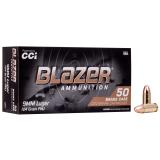 Blazer Ammunition Blazer Brass, 9MM, 124 Grain, Full Metal Jacket, 50 Round Box 5201