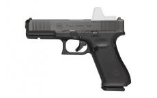 Glock 17 Gen5 M.O.S., Striker Fired, Full Size, 9MM, 4.49" Marksman Barrel, Polymer Frame, Matte Finish, Fixed Sights, 10Rd, 3 Magazines, Front Serrations, Ambidextrous Slide Stop Lever, Flared Mag Well, nDLC Finished Slide and Barrel, No Finger Grooves P