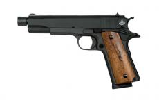 Armscor GI Standard FS Threaded, 1911, Semi-automatic, Metal Frame Pistol, Full Size, 45ACP, 5" Threaded Barrel, Steel, Parkerized Finish, Black, Rubber Grips, Fixed Sights, 8 Rounds, 1 Magazine 51473