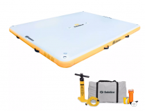 Solstice 10 Foot x 8 Foot Inflatable Floating Dock Water Lounger Rafting Platform Table Bed with Pump and Storage Bag for Lakes, Pools, and Rivers